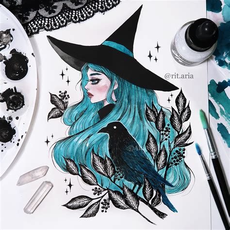 Raven witch Original Art — Aria-Illustration