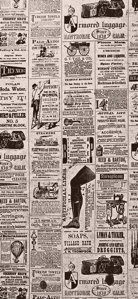 Download Vintage Newspaper Aesthetic showcasing Antique Ads Wallpaper | Wallpapers.com