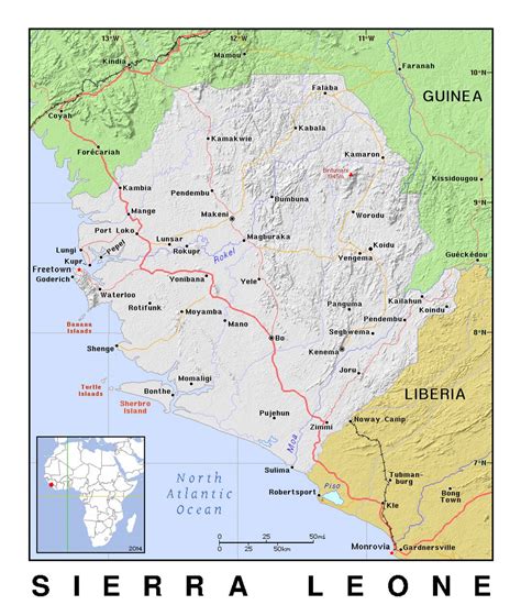 Map Of Sierra Leone Showing Districts