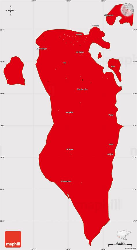 Flag Simple Map of Bahrain, flag centered