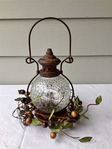 Vintage Style Lantern With Rustic Berries and Flameless Candle, Rustic ...