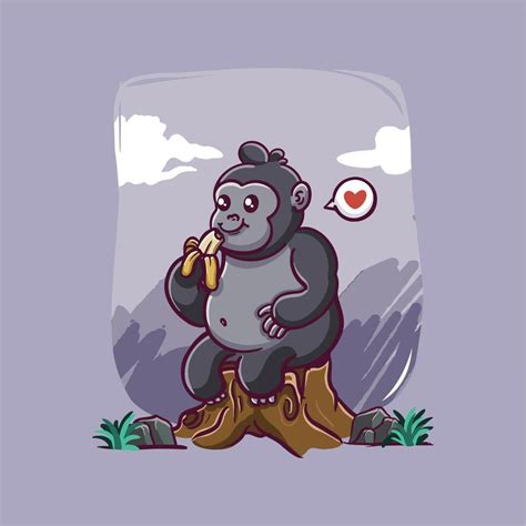 Cute gorilla eating banana cartoon vector 37130967 Vector Art at Vecteezy