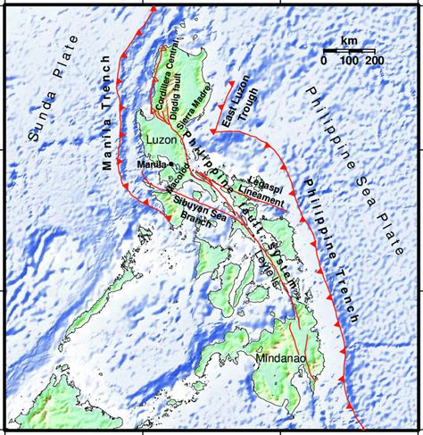 Major tectonic features of the Philippine region relevant to this... | Download Scientific Diagram