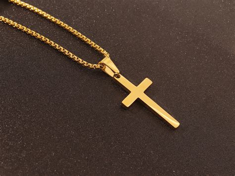 Men's Gold Cross Necklace Cross Necklace for Men - Etsy