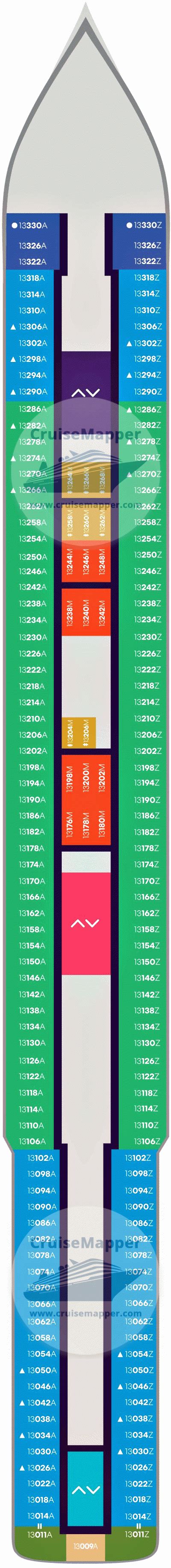 Scarlet Lady deck 13 plan | CruiseMapper