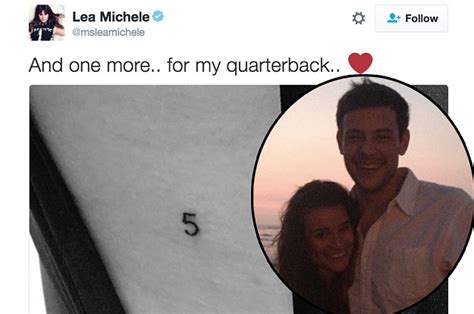 Lea Michele Gets A "5" Tattoo In Tribute To Cory Monteith