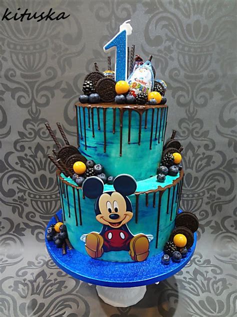 Mickey drip birthday cake | Mickey birthday cakes, Mickey mouse ...