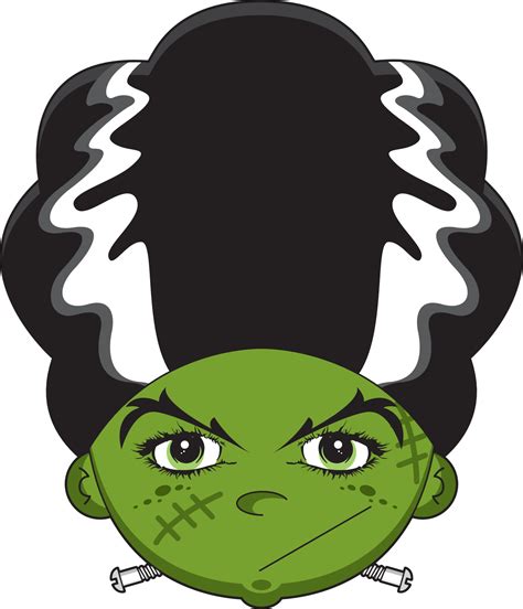 Cartoon Scary Frankensteins Bride Face - Spooky Halloween Monster Illustration 21999635 Vector ...