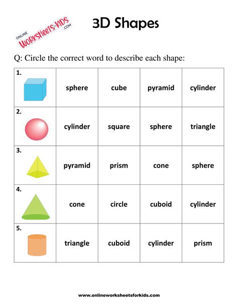 3D Shapes Worksheets 1st Grade 9