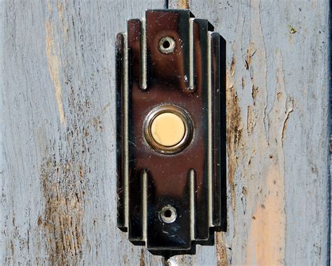 Antique Rectangle Doorbell Push Button Art Deco Chrome