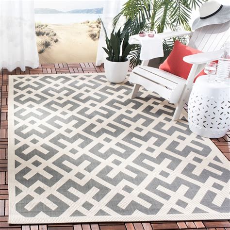 Safavieh Courtyard Chateau 4 X 4 (ft) Gray/Bone Square Indoor/Outdoor ...