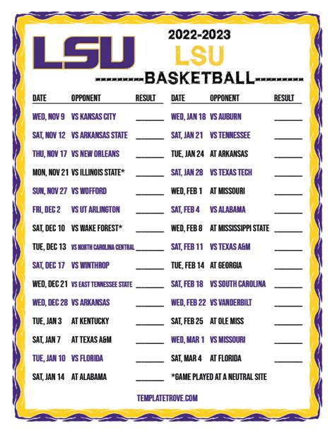 2022-2023 College Basketball Schedules - SEC