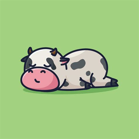 Cute sleeping cow cartoon illustration vector icon 25345332 Vector Art ...