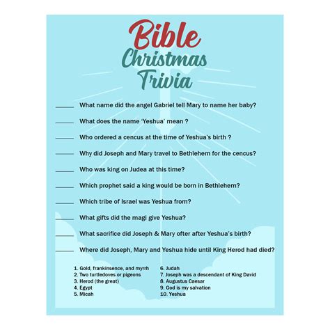 Christmas Bible Trivia - 16 Free PDF Printables | Printablee