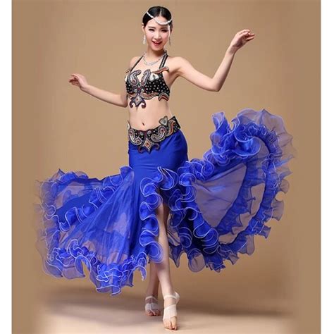 New 2017 Performance Egyptian Belly Dancing Oriental Dance Costumes Set 3pcs Bra, Belt, Skirt ...