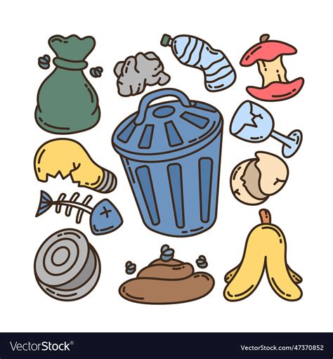 Trash doodle set Royalty Free Vector Image - VectorStock