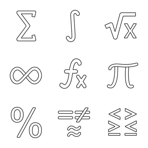 Mathematics linear icons set. Math symbols. Algebra. Thin line contour symbols. Isolated vector ...