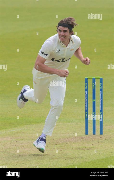 18 May , 2023, London, UK. Surrey’s Sean Abbott bowling as Surrey take ...