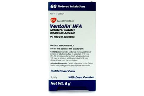 NRG Ventolin™ HFA Albuterol Sulfate 90 mcg Aerosol Metered Dose Inhaler 60 Doses