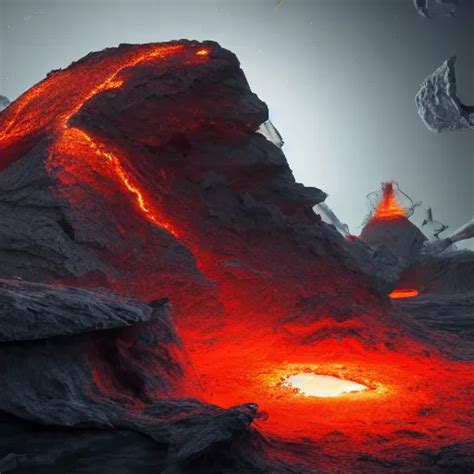 KREA - planet imploding, debris and dust creating beautiful shapes, magma swirling out ...