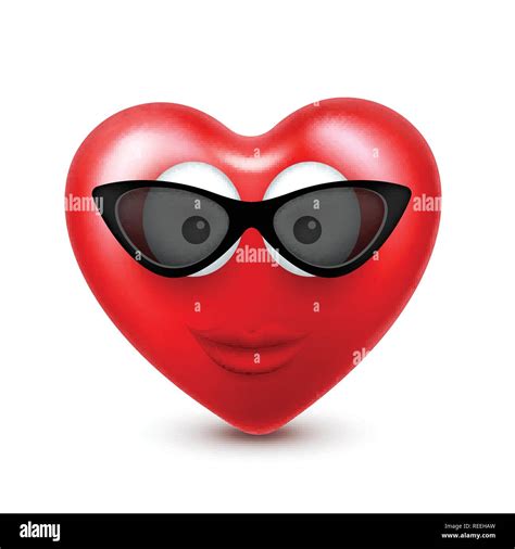 Heart smiley emoji vector for Valentines Day. Funny red face with expressions and emotions. Love ...