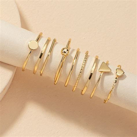 9 Piece Gold Stacking Ring Set, Gold Stackable Rings, Minimalist ...