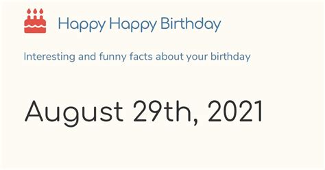 August 29th, 2021 (Sunday): Birthday, Zodiac & Weekday