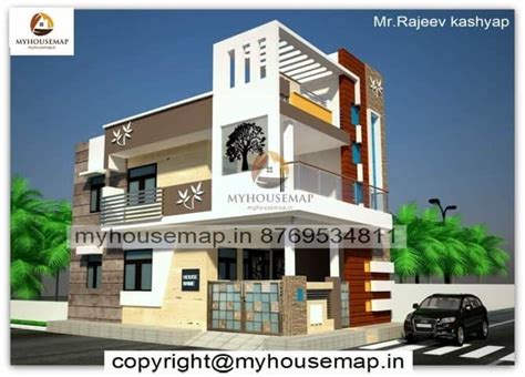 modern balcony front elevation with double story glass section