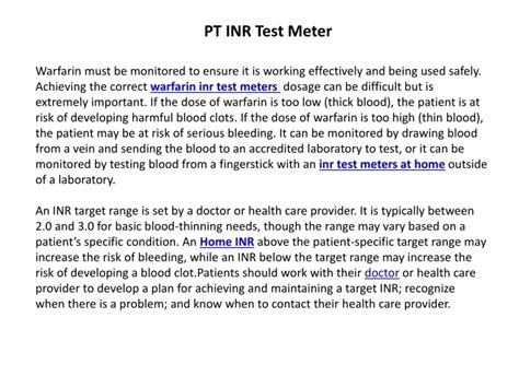 PPT - PT INR Test Meter PowerPoint Presentation, free download - ID:10492228