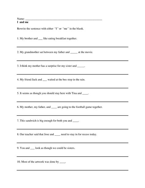 Using I and Me Correctly: Two Worksheets | Worksheets, My father, Teaching