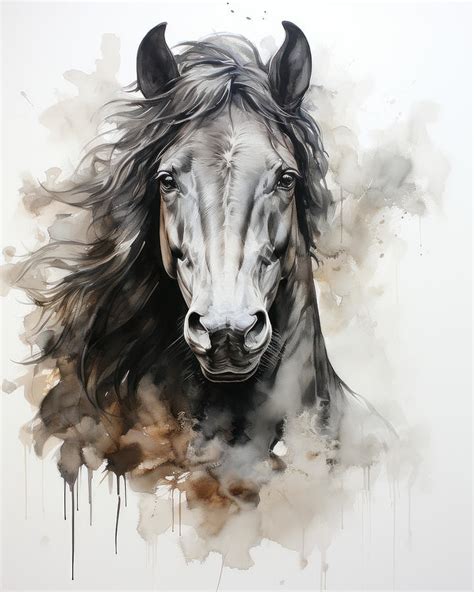 Black Arabian Horse Portrait N006 Digital Art by Edit Voros - Fine Art ...