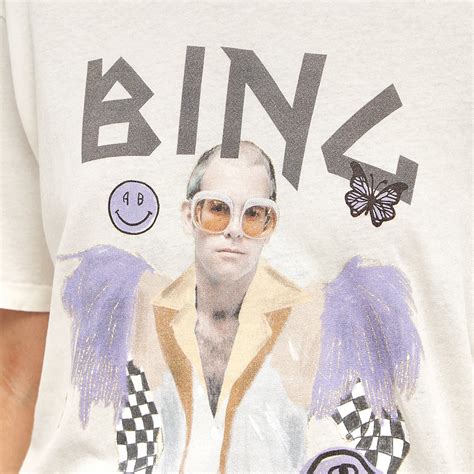 Anine Bing Elton John Logo Lili T-Shirt Cream | END. (JP)