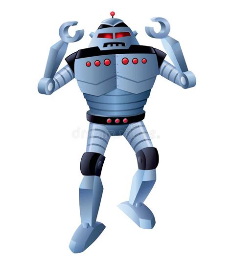 Angry Robot With Arms Up Walking Forward Stock Illustration - Image: 56623391