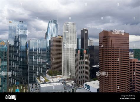 Aerial views of downtown Los Angeles skyline Stock Photo - Alamy