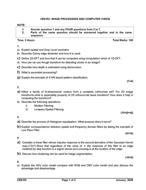 DOEACC - C Level Image Processing and Computer Vision previous years question papers - 2024 2025 ...