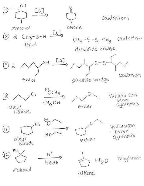 SOLUTION: Alcohol phenol thiol and ether reactions worksheet answers - Studypool