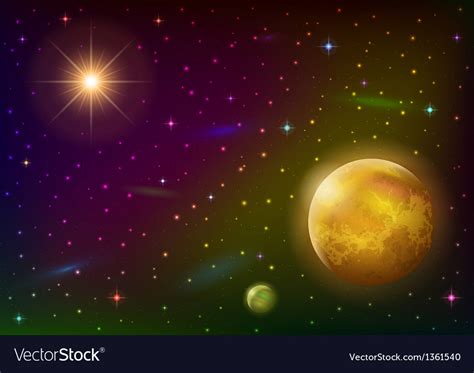 Space background with planet and sun Royalty Free Vector