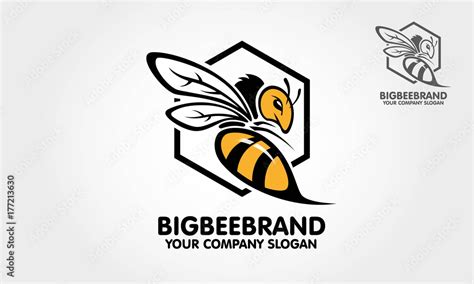 Big Bee Brand Vector Logo Template. This a Big bee logo cartoon character. Decorative bee sign ...