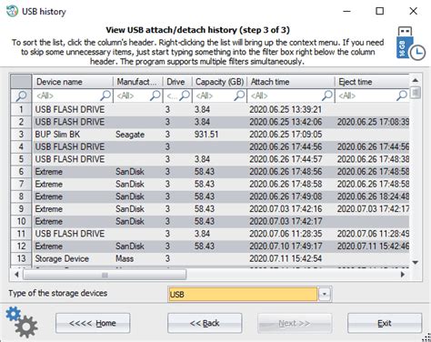 USB device history viewer