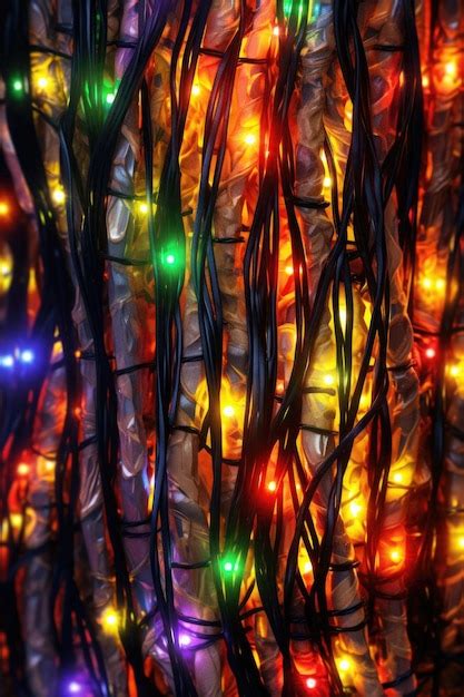 Premium AI Image | Detailed view of tangled christmas light strands created with generative ai