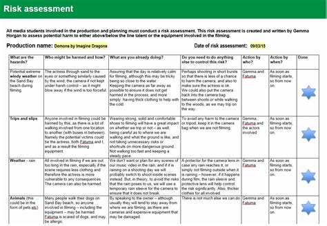 It Risk assessment Template Best Of Pre Production I Ed A Risk assessment Template | Assessment ...