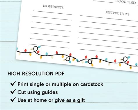 Printable Christmas Recipe Card Editable Recipe Card - Etsy