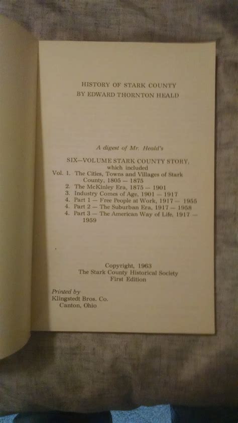 BRIEF HISTORY OF STARK COUNTY OHIO