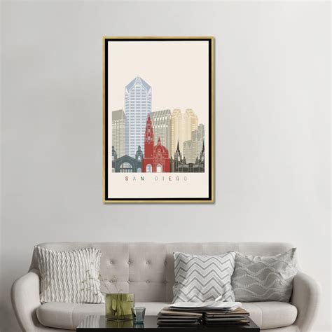 iCanvas "San Diego Skyline Poster" by Paul Rommer Framed Canvas Print ...