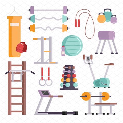 Vector gym equipment | Gym decor, No equipment workout, Gym exercise ...