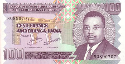 RealBanknotes.com > Burundi p44b: 100 Francs from 2011