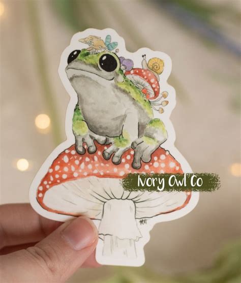 Mushroom Frog Sticker - Etsy