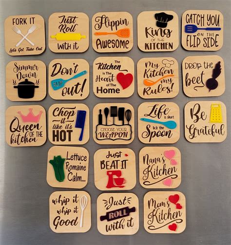 Cooking Themed Kitchen Magnets Kitchen Themed Magnets Refrigerator Magnets Colorful Magnets Fun ...