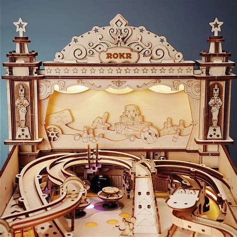 DIY ROKR 3D Pinball Machine 3D Wooden Puzzle Features Retro Design and Cool Lights - Tuvie Design