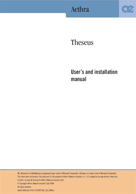 (PDF) Aethra Theseus - CTS Theseus Installation and...Aethra Theseus User’s and installation ...